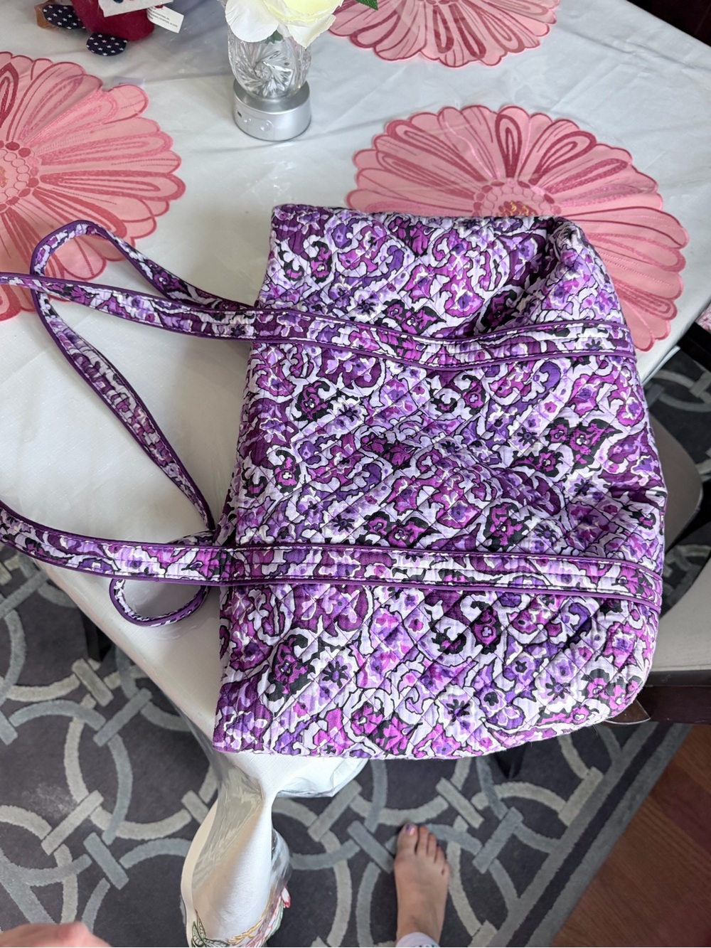 Vera Bradley Purple Quilted Floral Tote - Picture 7 of 9